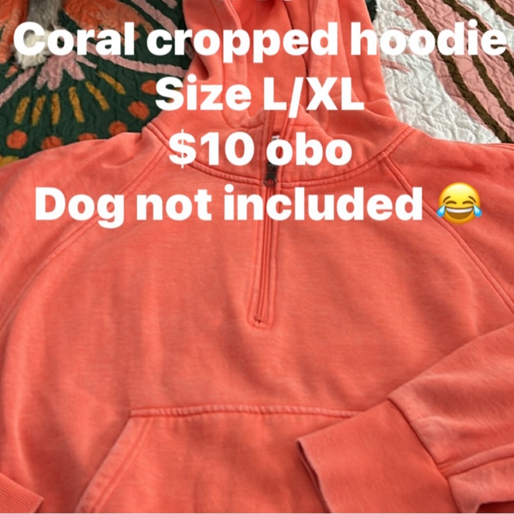 Coral cropped hoodie
